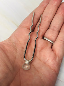 Blue Topaz Silver Gemstone Hair Pin, Luxury Hair Pin, silver metal hair pin