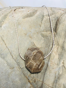 Petoskey Stone Necklace, Simple Silver Petoskey Stone Necklace