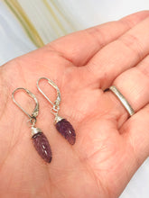 Load image into Gallery viewer, Leaves Iolite leverback earrings, Unique Iolite Earrings, water sapphire earrings
