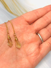Load image into Gallery viewer, 14K Gold Rutilated Quartz earrings, Rutilated Quartz Gold Threader Earrings