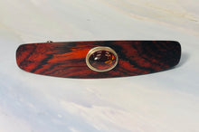 Load image into Gallery viewer, Large Genuine Baltic Amber barrette, Cocobolo Rosewood Gemstone Barrette