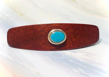 Load image into Gallery viewer, Bloodwood Turquoise Silver gemstone barrette, Unique Turquoise Gemstone Barrette