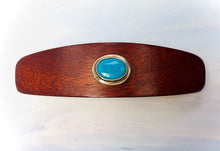 Load image into Gallery viewer, Bloodwood Turquoise Silver gemstone barrette, Unique Turquoise Gemstone Barrette