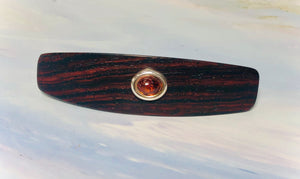 Medium Genuine Baltic Amber barrette, Cocobolo Rosewood Gemstone Barrette