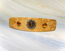 Load image into Gallery viewer, Birdseye Maple Genuine Baltic Amber barrette, Unique Amber Barrette
