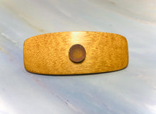 Load image into Gallery viewer, Small Satinwood gold Druzy Barrette, luxury gold hair clip wooden barretteSmall Satinwood gold Druzy Barrette, luxury gold hair clip wooden barrette
