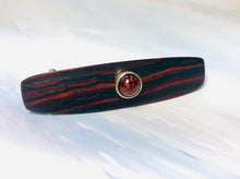 Load image into Gallery viewer, Small Cocobolo Rosewood Genuine Baltic Amber barrette, Gemstone Barrette