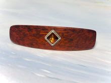 Load image into Gallery viewer, Snakewood Baltic Amber Silver barrette, Elegant Gemstone Barrette Gemstone Hair Clip