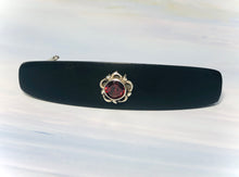 Load image into Gallery viewer, Small Ebony Garnet Silver barrette, AAA Luxury Barrette Gemstone Hair Clip