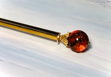 Load image into Gallery viewer, Genuine Baltic Amber Hair Stick, Luxury Gold Hair Pin, gemstone shawl pin
