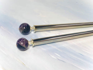 Amethyst Gemstone Hair Sticks, Elegant Hair Sticks, Gemstone Hair pins