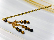 Load image into Gallery viewer, 22k Gold Tigers Eye Hair Stick, luxury Japanese Hair Stick gold Kanzashi Hair Pin