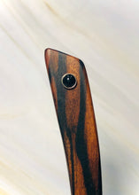 Load image into Gallery viewer, Macassar Ebony and Onyx wood hair stick, silver gemstone hair stick, shawl pin, sweater pin