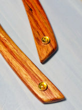 Load image into Gallery viewer, Tulipwood and Garnet gemstone wood hair sticks, silver wooden hair sticks