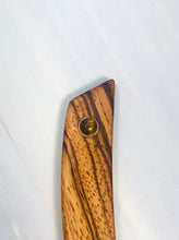 Load image into Gallery viewer, Zebrawood and Tigers Eye gemstone hair stick, silver gemstone hair stick, shawl pin, sweater pin