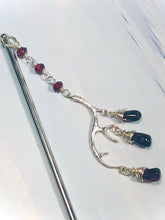 Load image into Gallery viewer, The Huntress Garnet Antler Hair Stick silver Gemstone Kanzashi Hair Pin