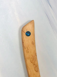 birdseye maple paua shell wood hair stick, gemstone hair stick, shawl pin, sweater pin