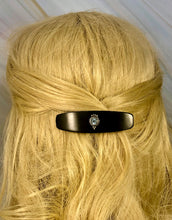 Load image into Gallery viewer, Small Ebony Topaz Silver barrette, AAA Luxury Barrette Gemstone Hair Clip