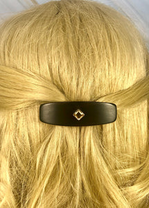 Small Ebony Citrine Silver barrette, Gemstone Barrette Gemstone Hair Clip