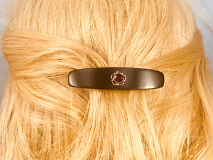 Small Ebony Garnet Silver barrette, AAA Luxury Barrette Gemstone Hair Clip