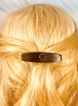 Load image into Gallery viewer, Small Cocobolo Rosewood Genuine Baltic Amber barrette, Gemstone Barrette