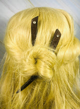 Load image into Gallery viewer, Wenge and Moonstone gemstone wood hair sticks, silver wooden hair sticks