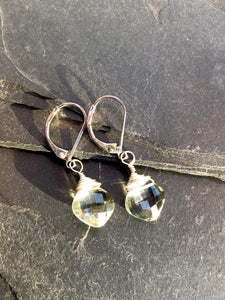 Green Amethyst Earrings handmade sterling silver Prasiolite earrings