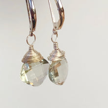 Load image into Gallery viewer, Green Amethyst Earrings handmade sterling silver Prasiolite earrings