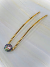 Load image into Gallery viewer, Blue Pearl Hair Pin, Wedding Hair Pin Bridal Hair Pin, Gold Wedding hair stick