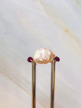 Load image into Gallery viewer, Garnet and Pearl Hair Pin, Wedding Hair Pin Bridal Hair Pin, Gold Wedding hair stick