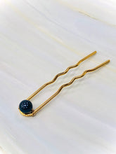 Load image into Gallery viewer, Blue Swarovski Pearl Hair Pin, Wedding Hair Pin Bridal Hair Pin, Gold hair pin
