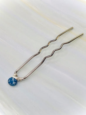 Kyanite Gemstone Hair Pin, Luxury Hair Pin, Gemstone Silver Hair Pin