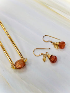 Sunstone and Faceted Citrine Earrings