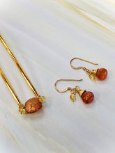Load image into Gallery viewer, Dainty Sunstone and Citrine Earrings
