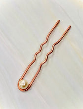 Load image into Gallery viewer, Rose Gold hair pin Swarovski Pearl Hair Pin, Wedding Hair Pin Bridal Hair Pin
