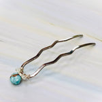 Larimar and Moonstone Silver Gemstone Hair Pin, Luxury Hair Pin