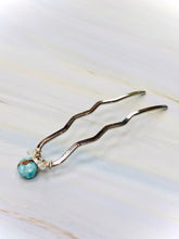 Load image into Gallery viewer, Larimar and Moonstone Silver Gemstone Hair Pin, Luxury Hair Pin