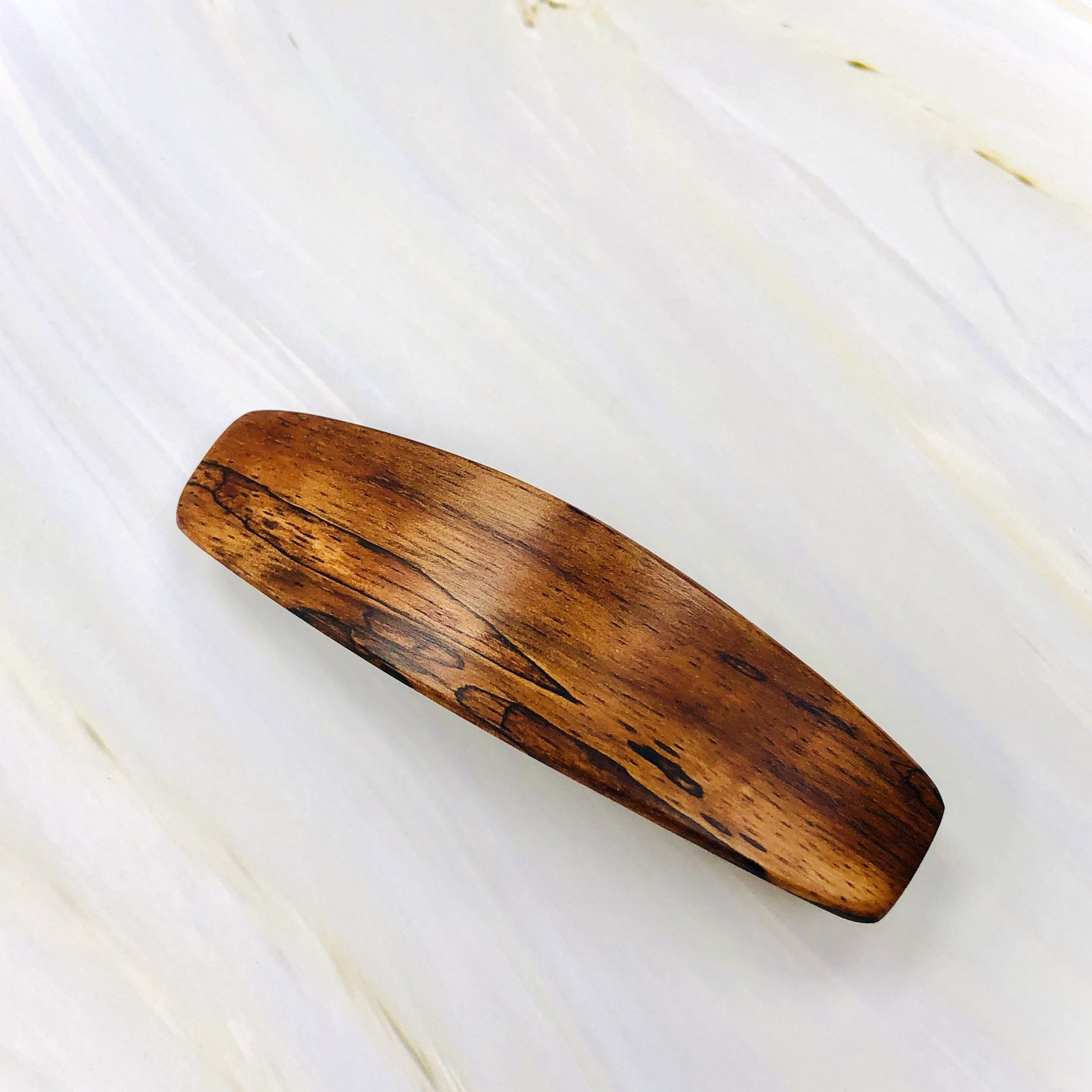 Spalted Koa wood barrette,  AAA Medium wood hair clip,  fine hair barrette, wooden barrette,