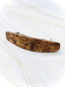 Large Golden Pyinma Burl barrette, burl wood hair clip, wooden barrette