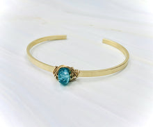 Load image into Gallery viewer, Apatite gemstone cuff bracelet Matte Gold Apatite Bracelet