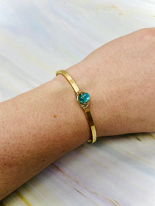 Apatite gemstone cuff bracelet Matte Gold Apatite Bracelet