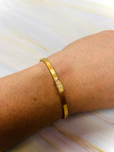 Load image into Gallery viewer, Dainty Wenlo Mine Genuine Opal cuff bracelet Matte Gold Genuine Opal Bracelet