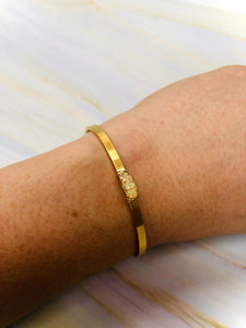 Dainty Wenlo Mine Genuine Opal cuff bracelet Matte Gold Genuine Opal Bracelet