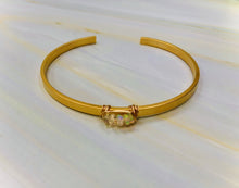 Load image into Gallery viewer, Dainty Wenlo Mine Genuine Opal cuff bracelet Stackable Matte Gold Genuine Opal Bracelet