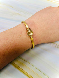 Green Amethyst cuff bracelet Matte Gold Prasiolite Bracelet