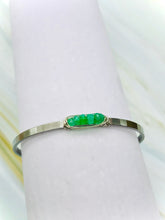 Load image into Gallery viewer, Faceted Chrysoprase Cuff Bracelet Matte White Gold Gemstone Cuff Bracelet