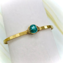 Load image into Gallery viewer, Apatite gemstone cuff bracelet Boho Matte Gold Apatite Bracelet