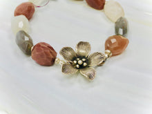 Load image into Gallery viewer, Faceted Moonstone bracelet fine silver flower handmade moonstone bracelet