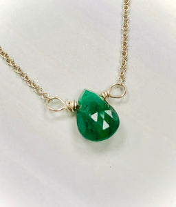 Dainty genuine emerald necklace,  handmade emerald necklace