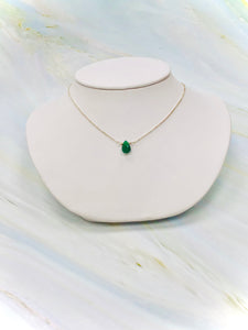 Dainty genuine emerald necklace,  handmade emerald necklace